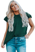Tiered Sleeve Frilled Neck Dotted Top
